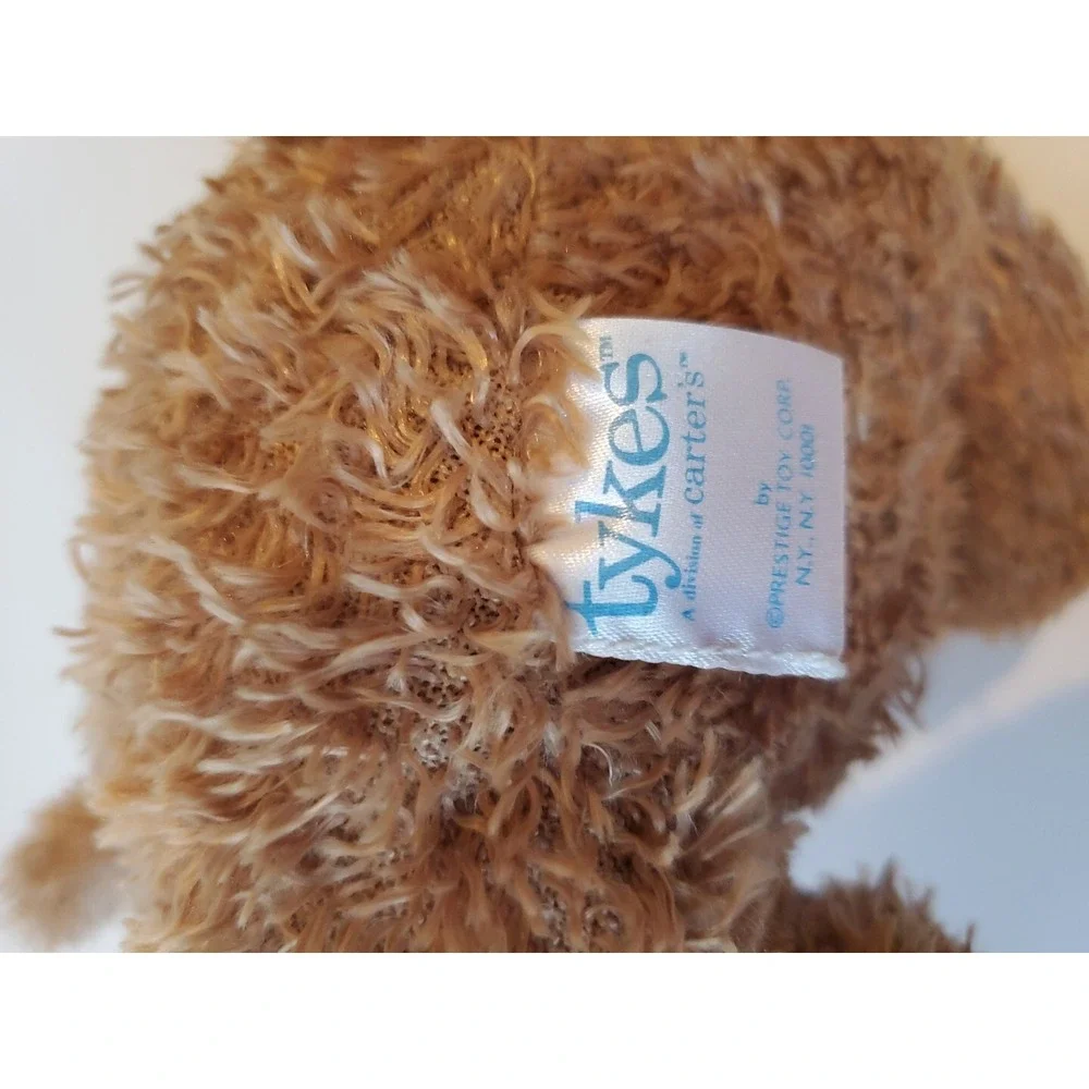 Carter's Tykes Rattle‎ TEDDY BEAR Soft Fuzzy 9in Plush Animal Print Bow